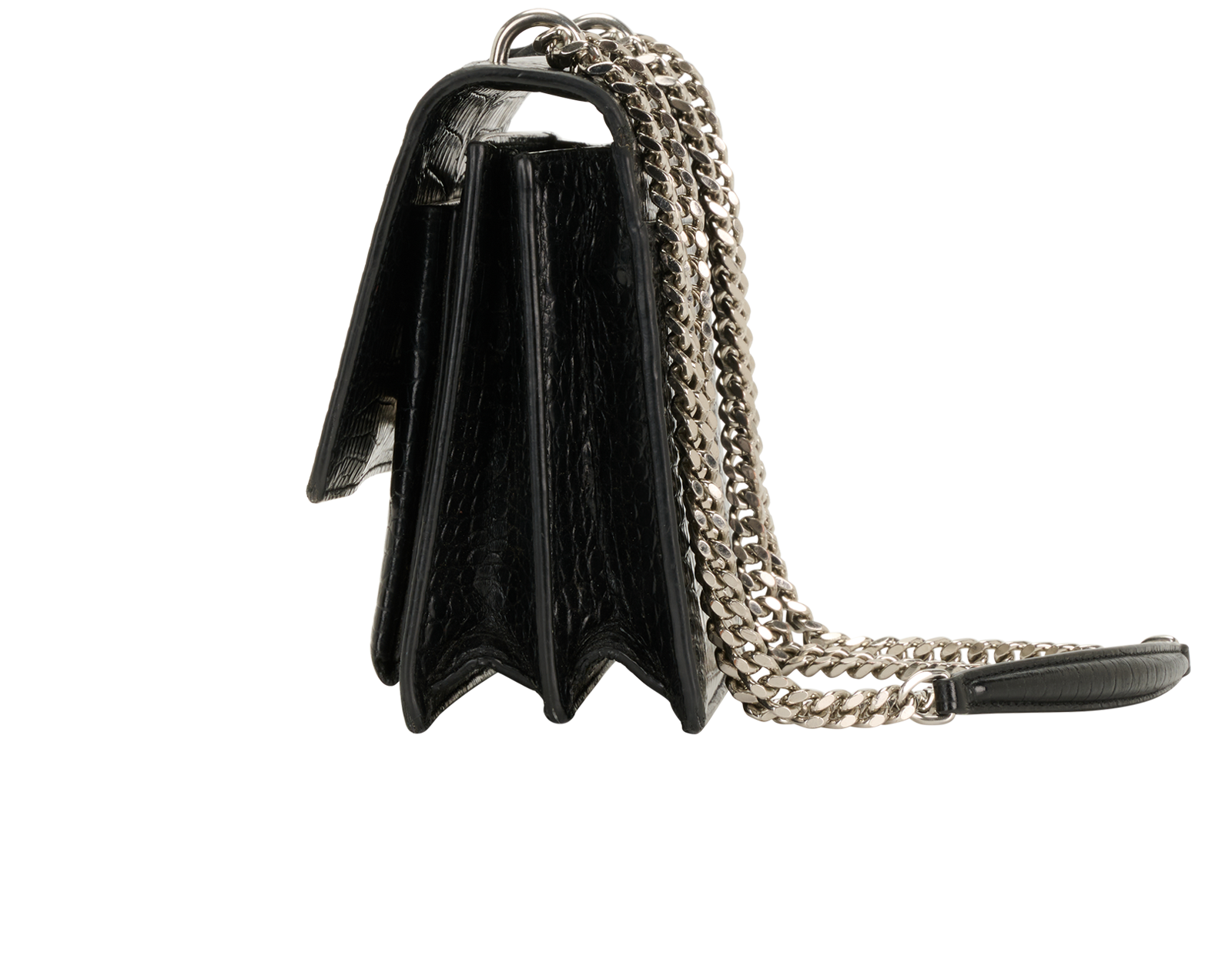 Medium Sunset, &pound;1,100, Handbags, Black, Croc Embossed/Leather, Bottom view